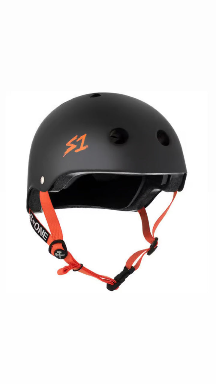 Flight Risk | S1 Lifer Helmet Black Matte/ Orange Straps