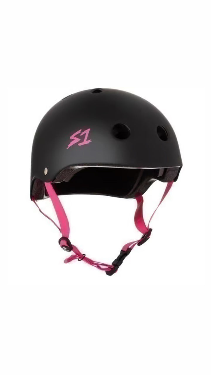 Flight Risk | S1 Lifer Helmet Black Matte/ Pink Straps