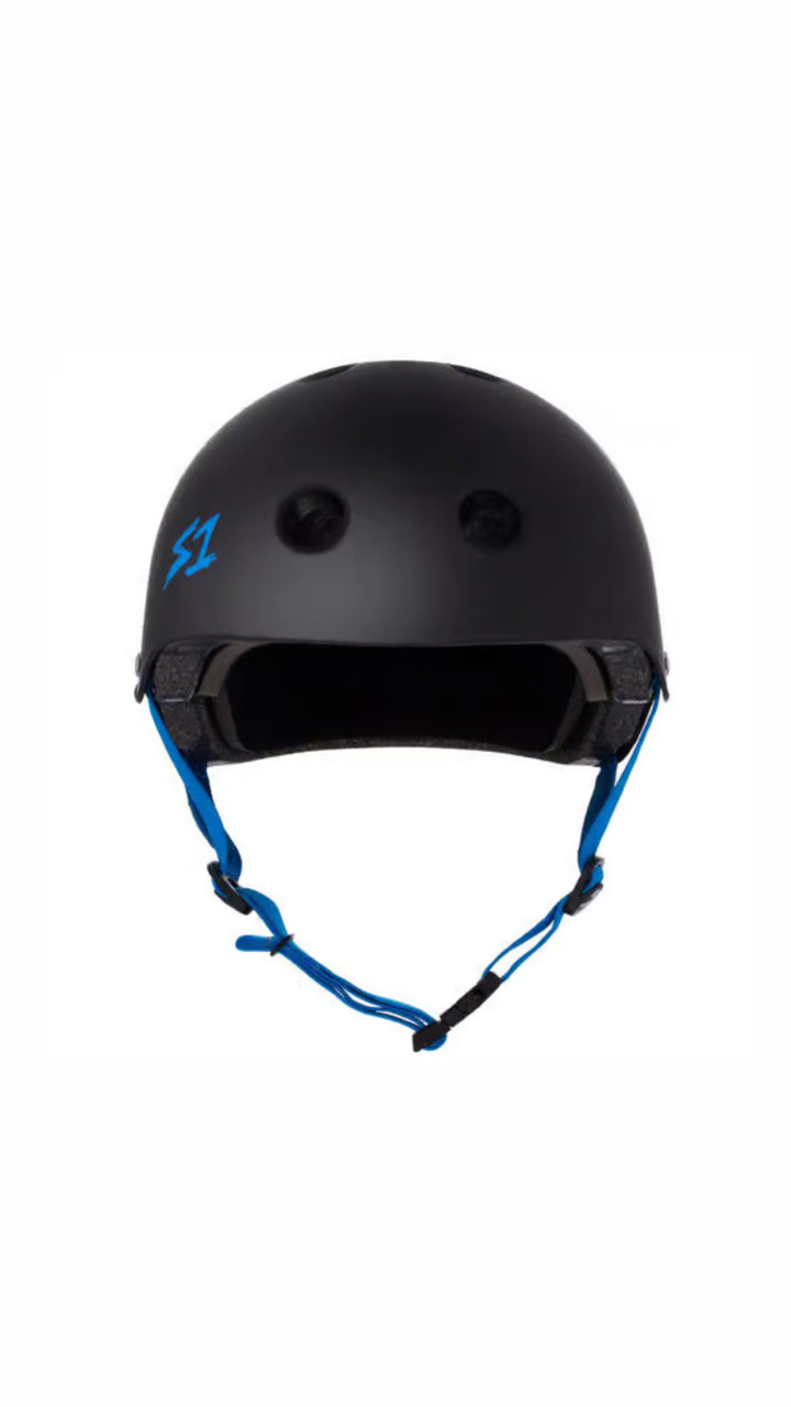 Flight Risk | S1 Lifer Helmet Black Matte/ Cyan Straps