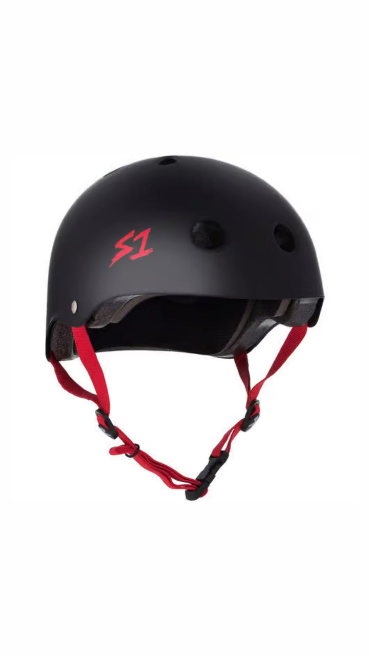 Flight Risk | S1 Lifer Helmet Black Matte/ Red Straps