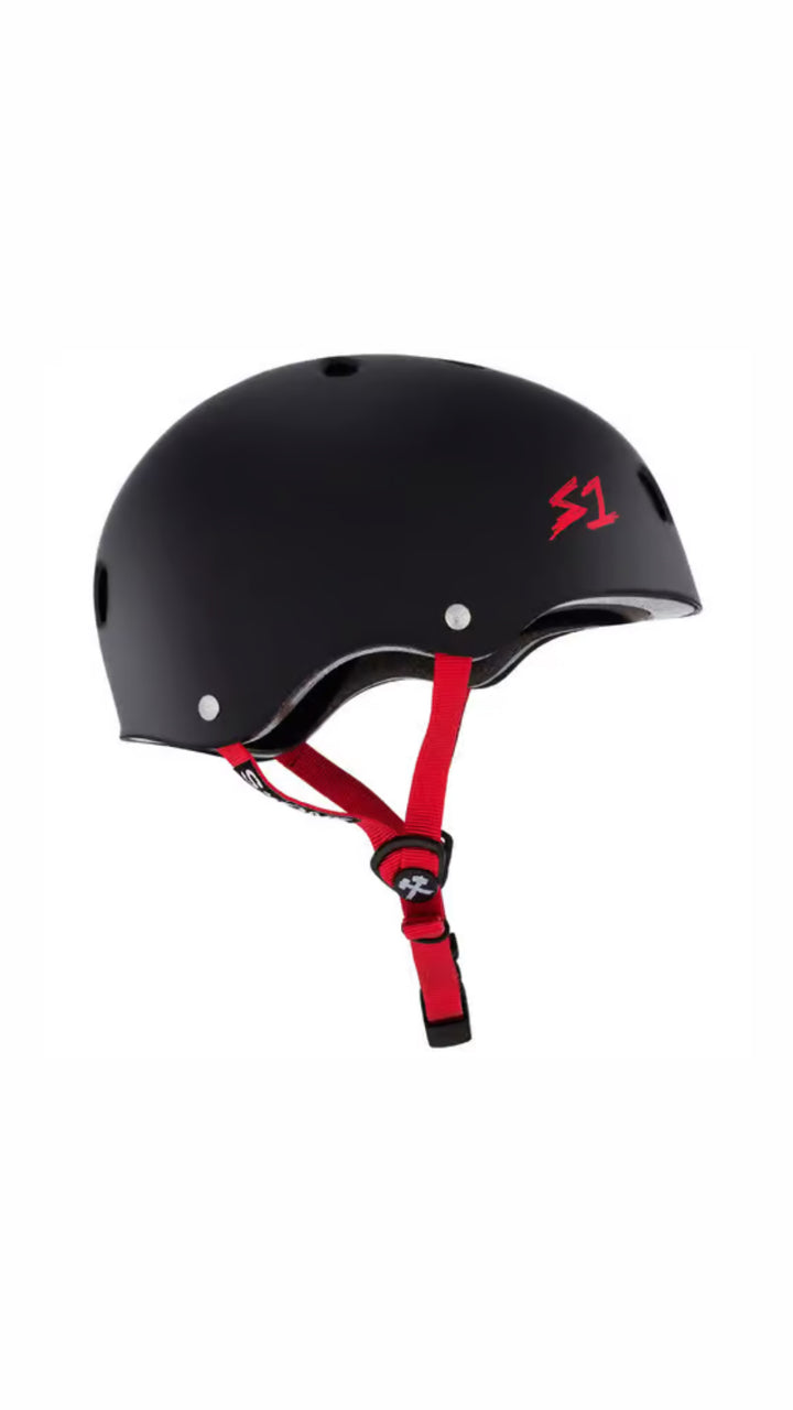 Flight Risk | S1 Lifer Helmet Black Matte/ Red Straps