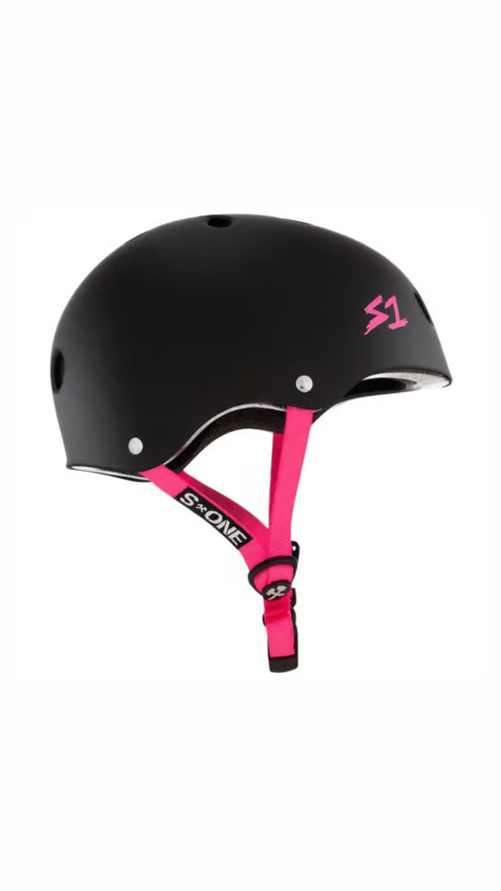 Flight Risk | S1 Lifer Helmet Black Matte/ Pink Straps