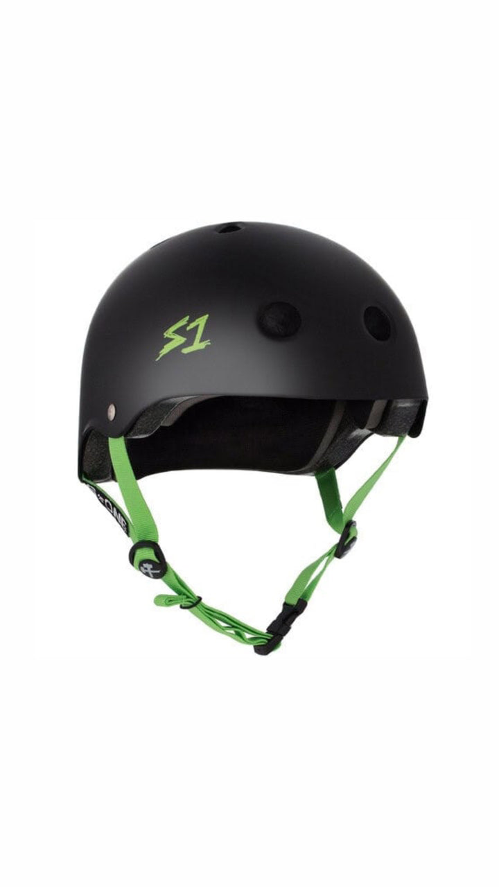 Flight Risk | S1 Lifer Helmet Black Matte/ Green Straps