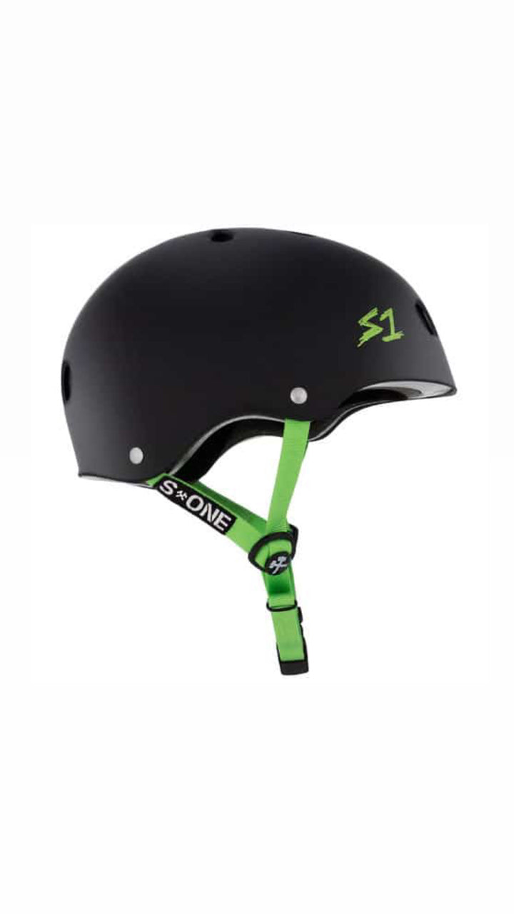 Flight Risk | S1 Lifer Helmet Black Matte/ Green Straps